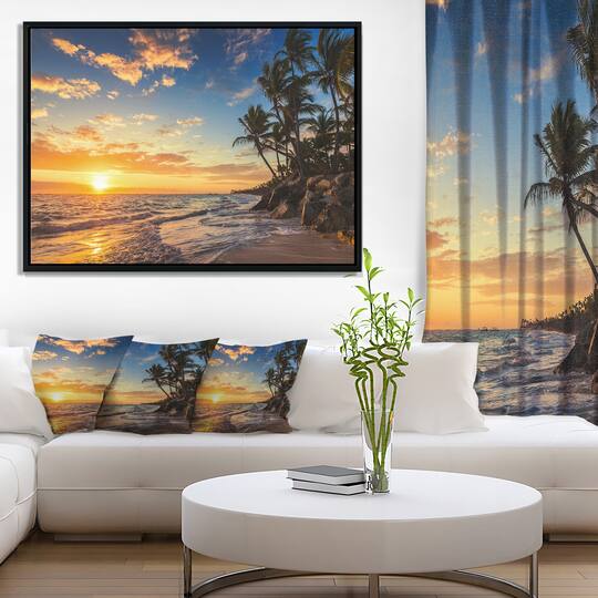 Designart - Paradise Tropical Island Beach with Palms